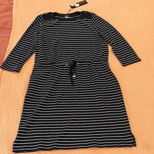 NWT Renuar small wm’s Navy and White Striped Midi Dress